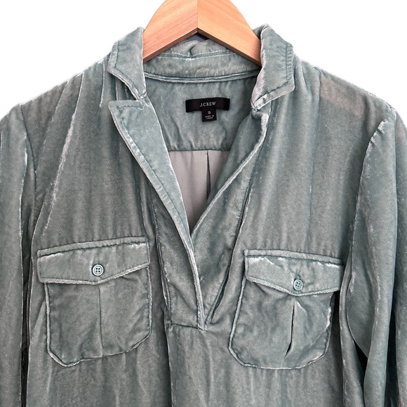 J. Crew Velvet Patch Pocket Popover shirt SMALL - Picture 5 of 7